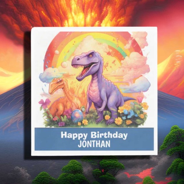 Servilleta De Papel Tema de cumpleaños de los dinosaurios arcoiris Azu (Subido por el creador)