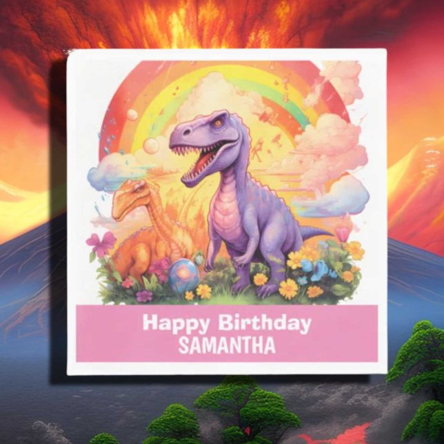 Servilleta De Papel Tema de cumpleaños de los dinosaurios arcoiris Ros (Subido por el creador)