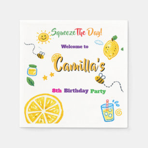 Servilleta De Papel Tema de cumpleaños de niños de verano limón
