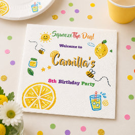 Servilleta De Papel Tema de cumpleaños de niños de verano limón 