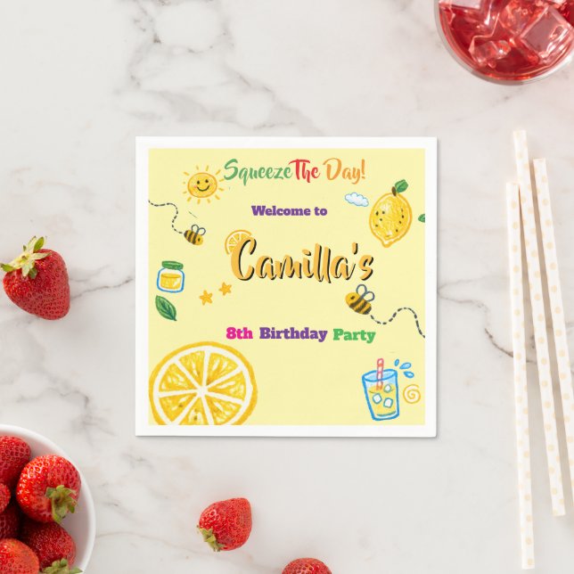 Servilleta De Papel Tema de cumpleaños de niños limón de verano (In situ)