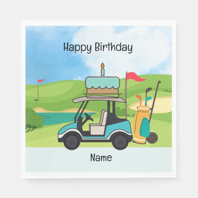 Servilleta De Papel Tema de cumpleaños para niños Fiestas golfistas (Anverso)