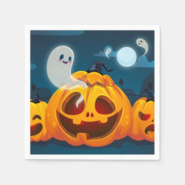 Servilleta De Papel Tema de Cute Halloween (Anverso)