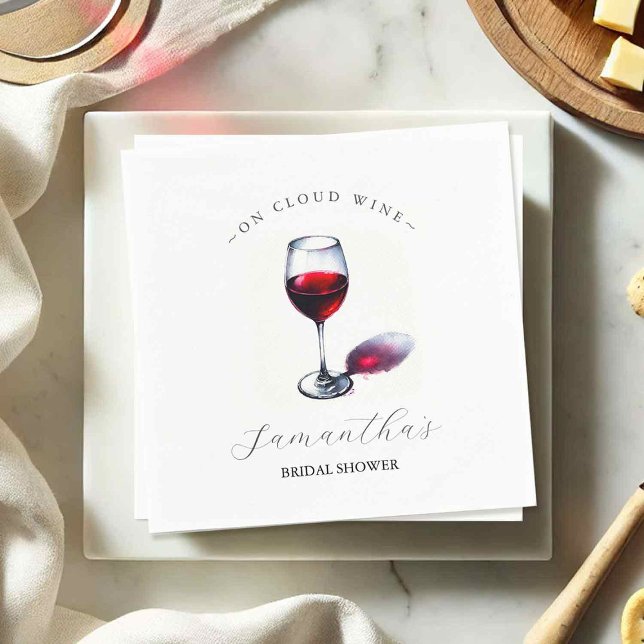 Servilleta De Papel Tema de Despedida de Soltera con Vino (Wine party cocktail napkins for a bridal shower theme. )