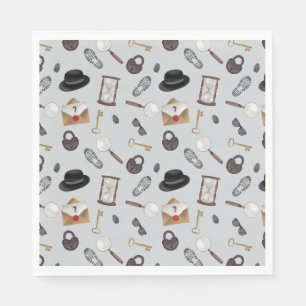 Servilleta De Papel Tema de detectives de agentes secretos misteriosos