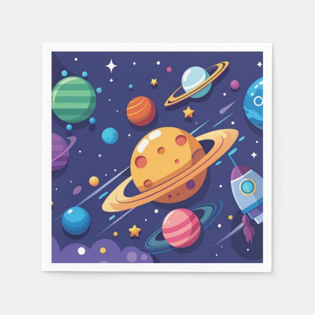 Servilleta De Papel Tema de espacio y planeta (Anverso)