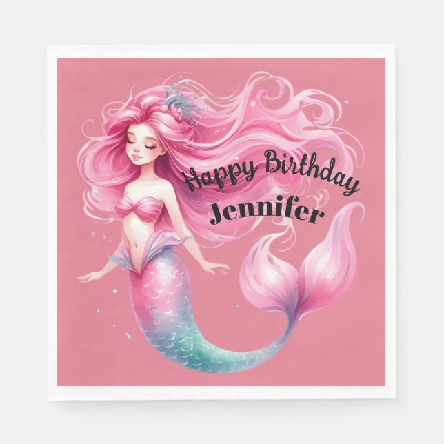 Servilleta De Papel Tema de Fairytale Mermaid Fiesta (Anverso)