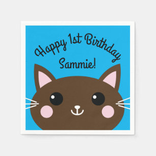 Servilleta De Papel Tema de fiesta de cumpleaños de gatito lindo para