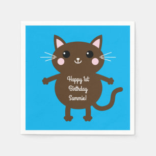 Servilleta De Papel Tema de fiesta de cumpleaños de gatito lindo para