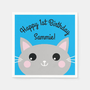 Servilleta De Papel Tema de fiesta de cumpleaños de gatito lindo para 