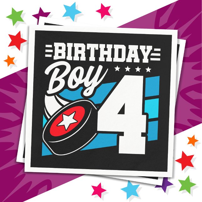 Servilleta De Papel Tema de Fiesta de hockey de cuatro años (Subido por el creador)