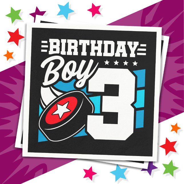 Servilleta De Papel Tema de Fiesta de hockey de tres años niño de terc (Subido por el creador)