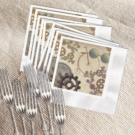Servilleta De Papel Tema de fiesta steampunk vintage con engranajes