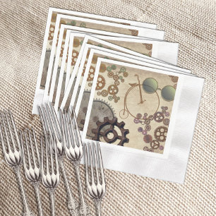 Servilleta De Papel Tema de fiesta steampunk vintage con engranajes