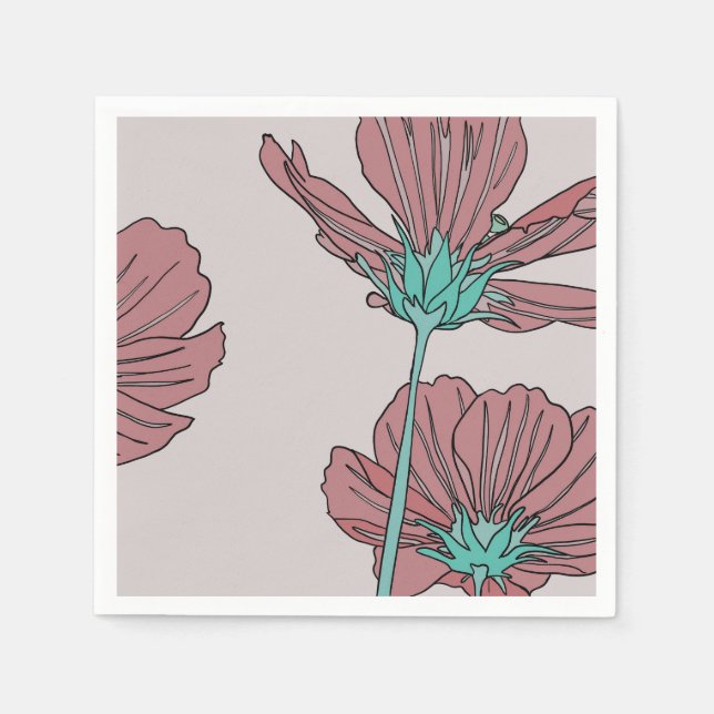 Servilleta De Papel Tema de flores, diseño de amapola (Anverso)