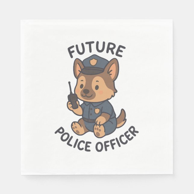 Servilleta De Papel Tema de futuro oficial de policía perro lindo (Anverso)