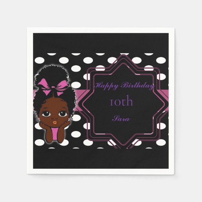 Servilleta De Papel Tema de Glam Chica (Anverso)