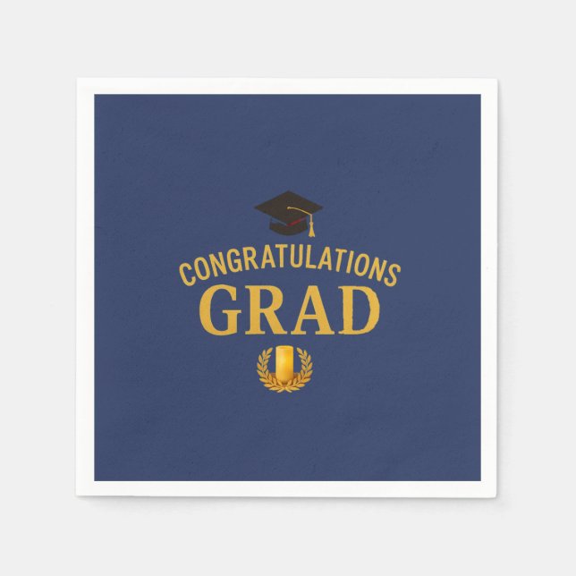 Servilleta De Papel Tema de Graduación de Éxito Dorado - Real y Oro (Anverso)