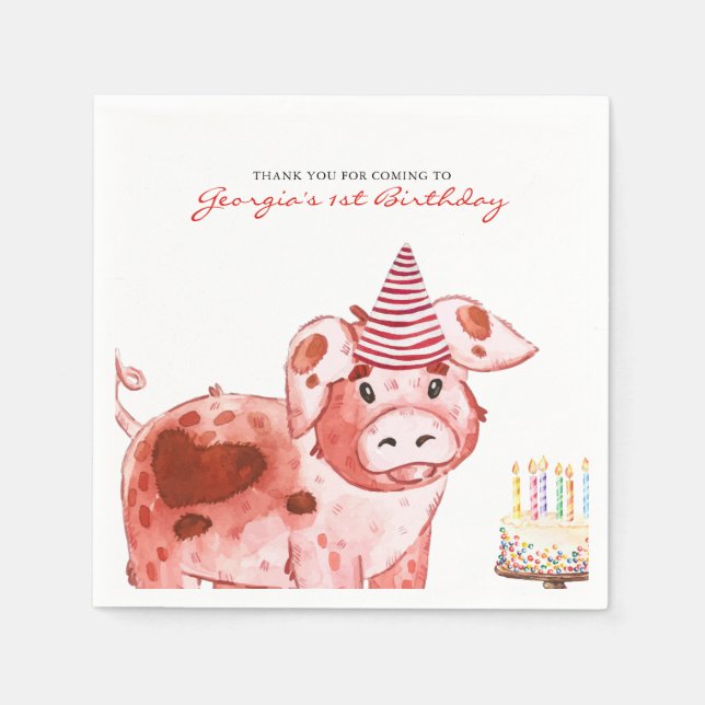 Servilleta De Papel Tema de granja | Servilletas para fiesta de cumple (Anverso)