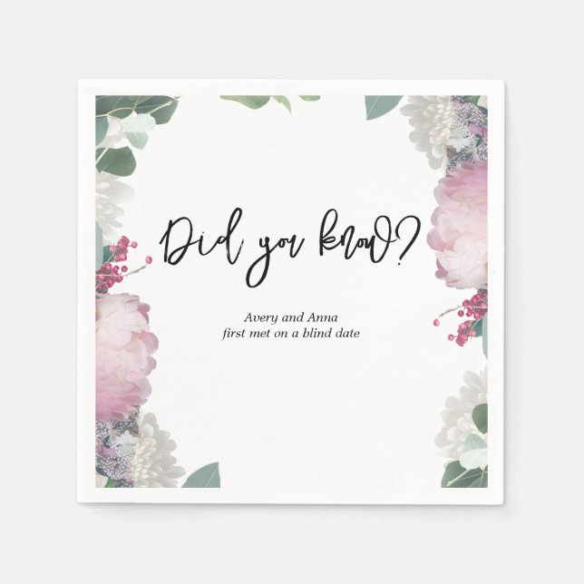 Servilleta De Papel Tema de la boda floral (Anverso)