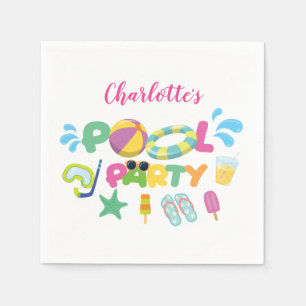 Servilleta De Papel Tema de la fiesta en la piscina