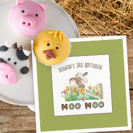 Servilleta De Papel Tema de la granja Cow Moo Moo Kids Fiesta de cumpl