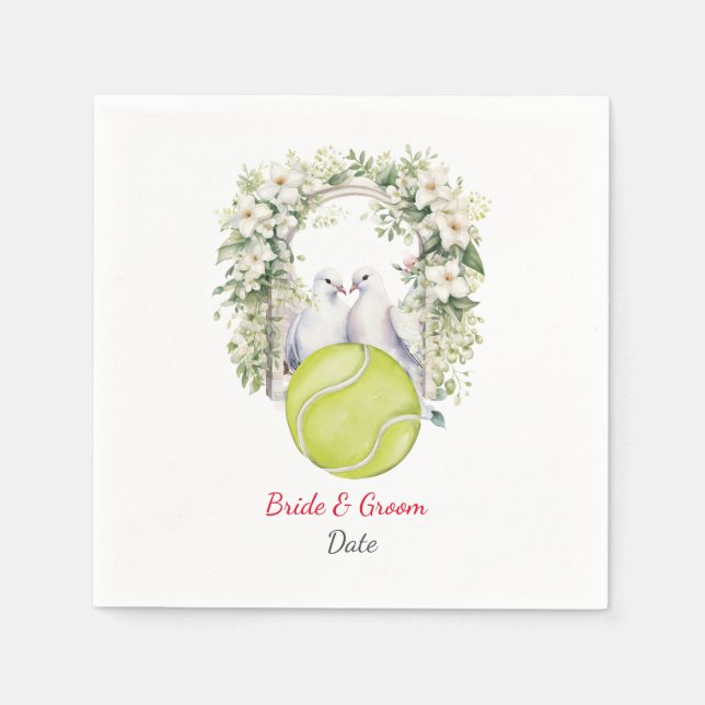 Servilleta De Papel Tema de los Bodas de tenis (Anverso)