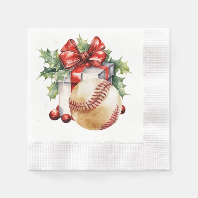 Servilleta De Papel Tema de los Navidades de béisbol (Anverso)
