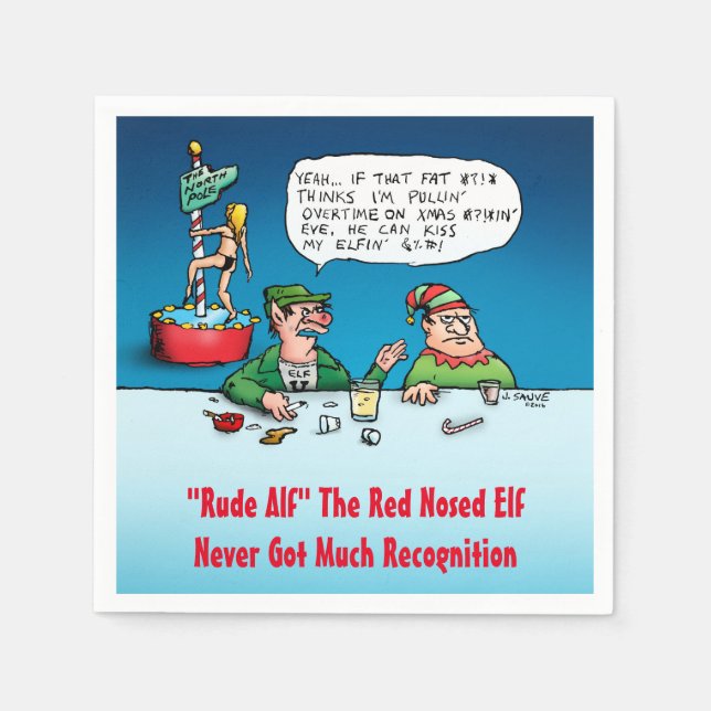 Servilleta De Papel Tema de los Navidades de Elf divertidos (Anverso)