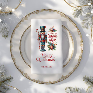 Servilleta De Papel Tema de Navidad Cascanueces Tipografía Retro Vino