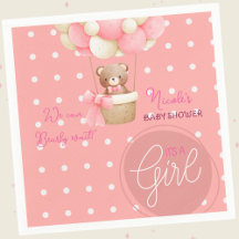 Tema de oso Globo aerostático rosa melocotón Baby