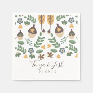 Servilleta De Papel Tema de Otoño Bellotas Verdor Patrón de Otoño