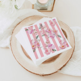 Servilleta De Papel Tema de París rayas rosadas peonía floral novia