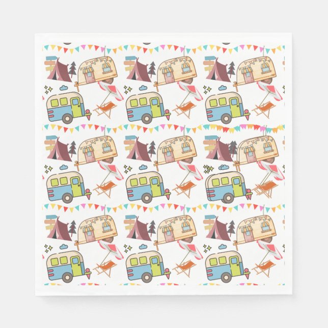 Servilleta De Papel Tema de retro camping (Anverso)