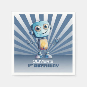 Servilleta De Papel Tema de Retro Robot Primer cumpleaños