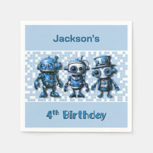 Servilleta De Papel Tema de Robot Steampunk para Cumpleaños de 4 años