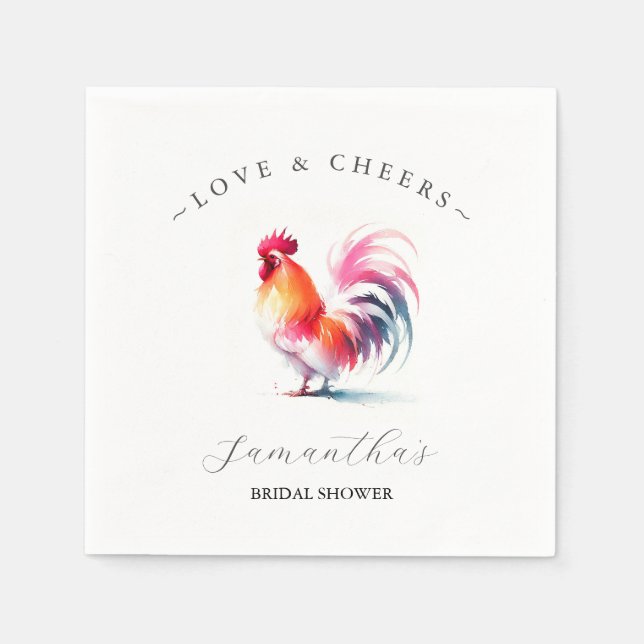 Servilleta De Papel Tema de Rooster Bridal Shower (Anverso)