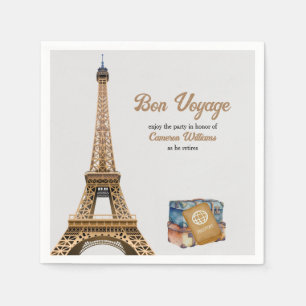 Servilleta De Papel Tema de viaje de jubilación Bon Voyage Torre Eiffe