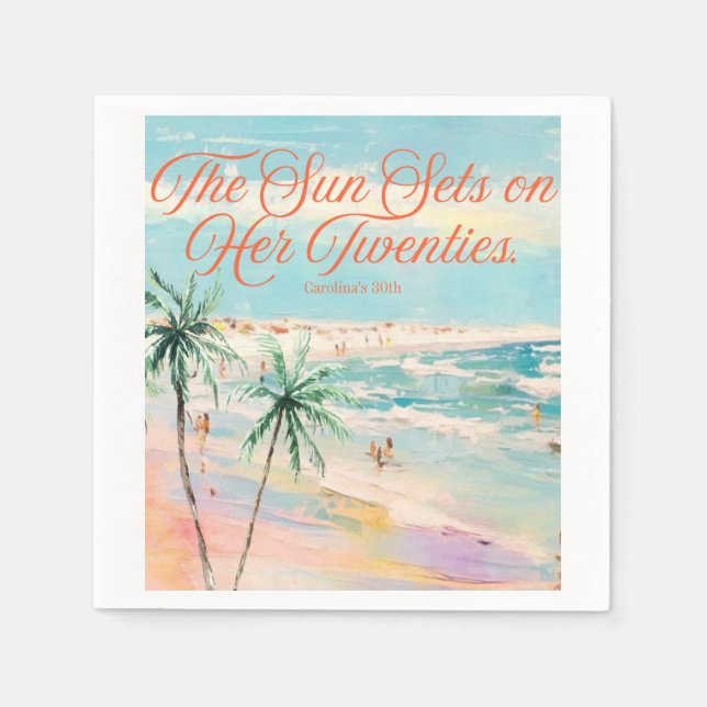 Servilleta De Papel Tema del atardecer 30 cumpleaños (Anverso)