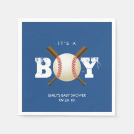 Servilleta De Papel Tema del béisbol Baby Boy Navy Baby Shower Azul