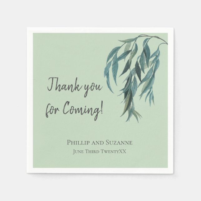 Servilleta De Papel Tema del Boda botánico de la rama salvaje verde sa (Anverso)