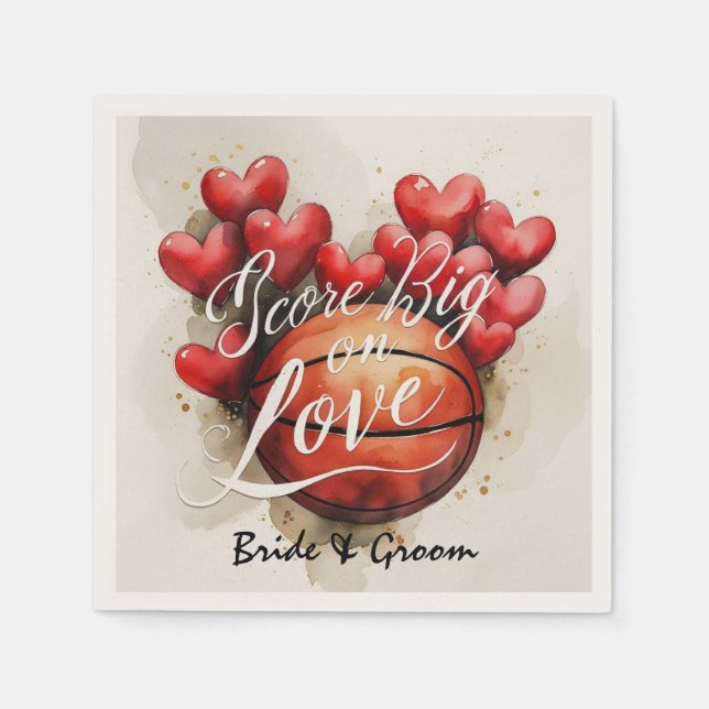 Servilleta De Papel Tema del boda de baloncesto (Anverso)