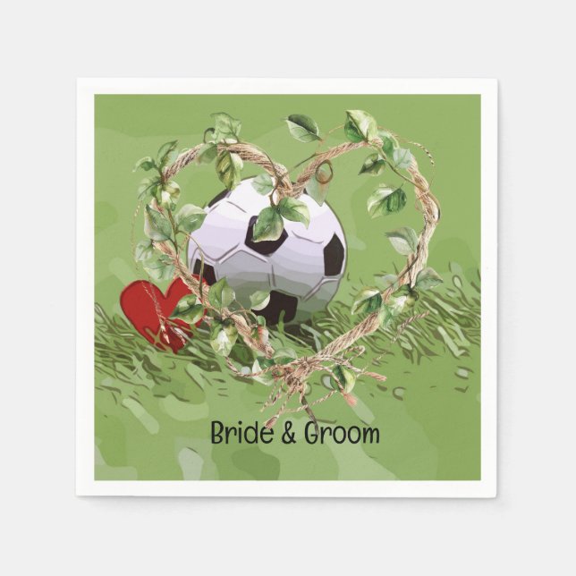 Servilleta De Papel Tema del boda de fútbol (Anverso)