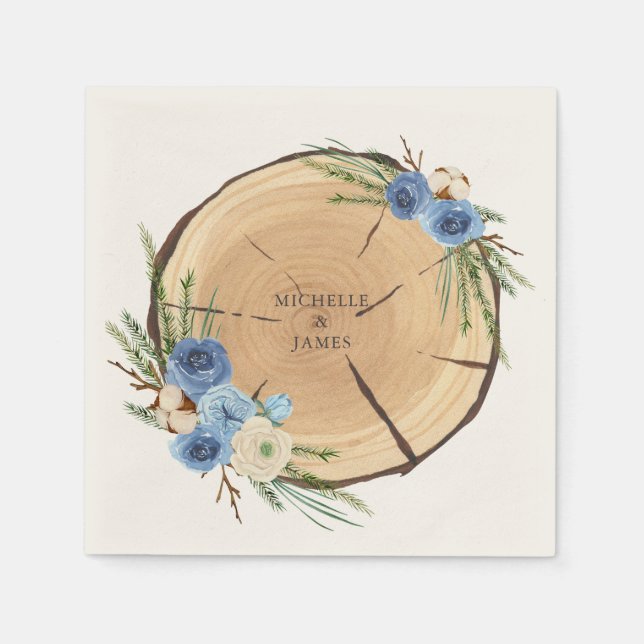 Servilleta De Papel Tema del Boda de Woodland rústico (Anverso)