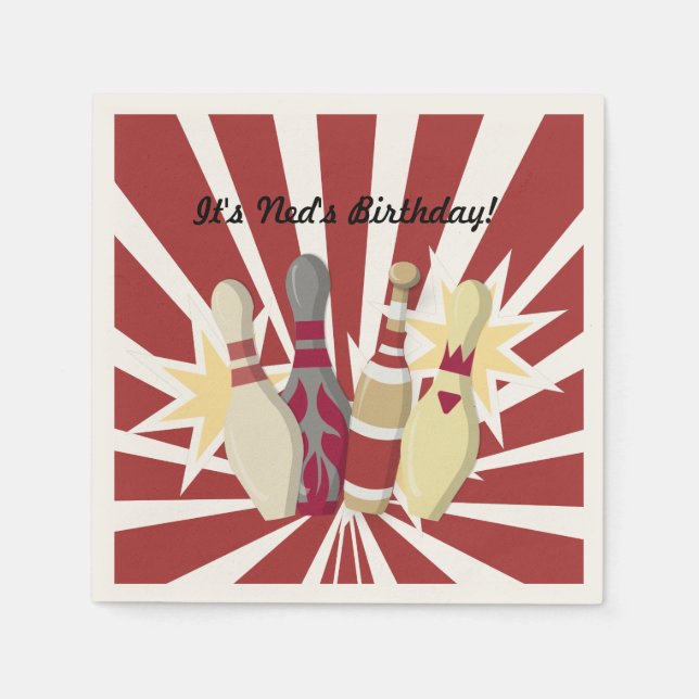 Servilleta De Papel Tema del Bowling de la época (Anverso)