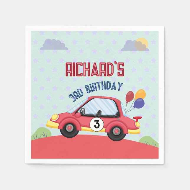 Servilleta De Papel Tema del cumpleaños de los niños de la Carreras de (Anverso)