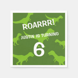 Servilleta De Papel Tema del dinosaurio verde lindo