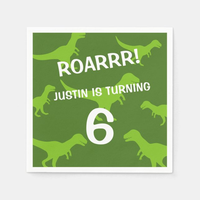 Servilleta De Papel Tema del dinosaurio verde lindo (Anverso)