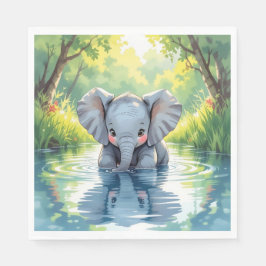 Servilleta De Papel Tema del elefante bebé | Fiesta de cumpleaños