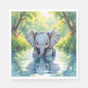 Servilleta De Papel Tema del elefante bebé   Fiesta de cumpleaños